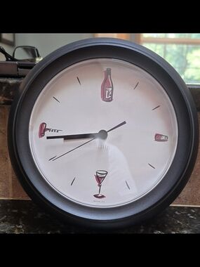 Umbra Black White Wall Clock with Red Wine Accents